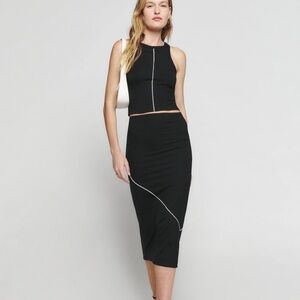 Reformation Black Skirt Set with White Trim